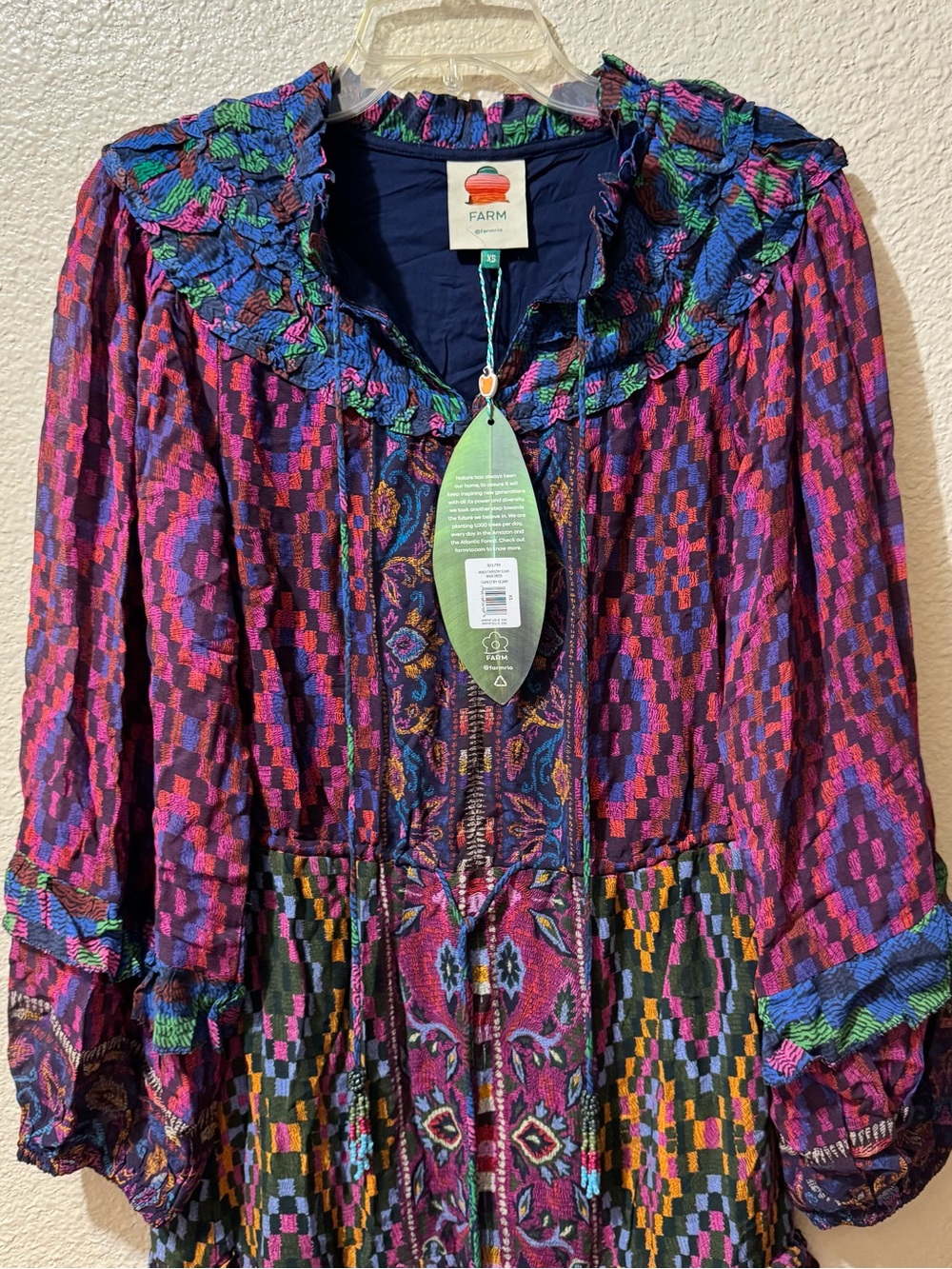 FARM RIO mixed tapestry scarf maxi dress XS NWT